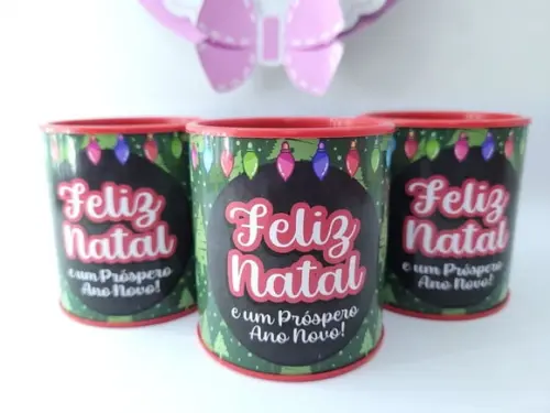 Tubo Lata Lembrancinha de Natal Personalizada Brinde Empresa