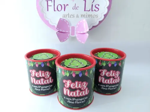 Tubo Lata Lembrancinha de Natal Personalizada Brinde Empresa