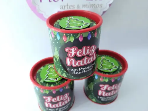 Tubo Lata Lembrancinha de Natal Personalizada Brinde Empresa