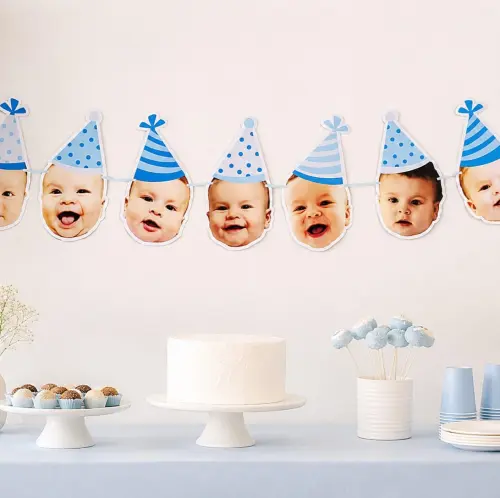 Varal Decorativo com Foto Rostinho do Bebê Aniversário