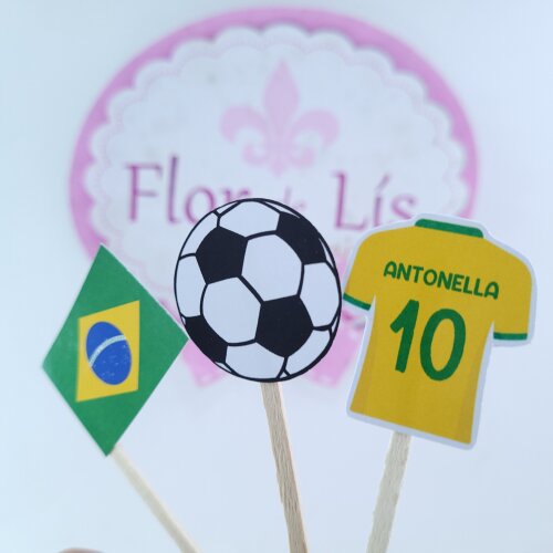 Toppers Docinhos e Petiscos Futebol Brasil Hexa