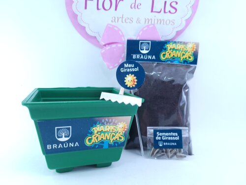 Kit Ecológico Vamos Plantar Brinde Logo Empresa Girassol
