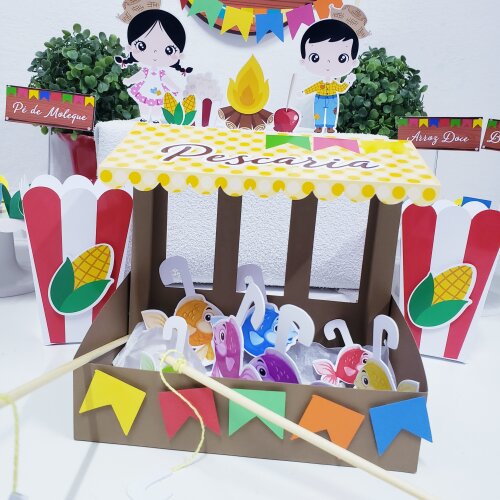 Kit Festa Junina em Casa Arraiá Personalizado Pescaria