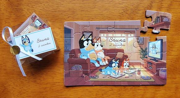 Lembrancinha Personalizada Quebra Cabeça Bluey e Bingo