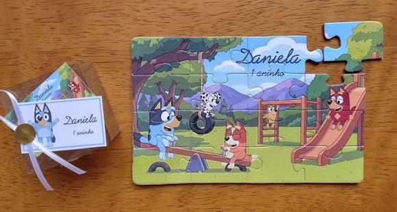 Lembrancinha Personalizada Quebra Cabeça Bluey e Bingo