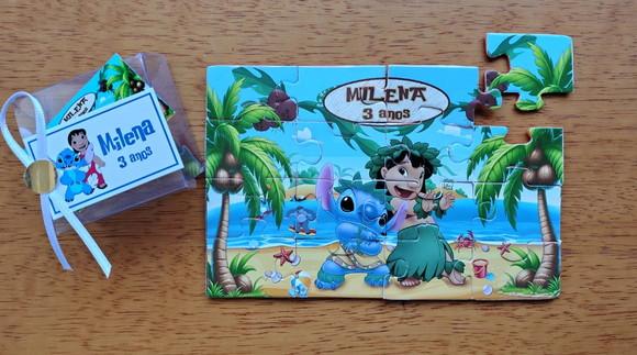 Lembrancinha Personalizada Quebra Cabeça Lilo e Stitch