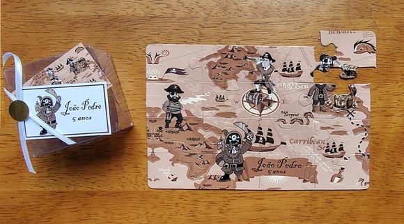 Lembrancinha Personalizada Quebra Cabeça Mapa do Tesouro Piratas