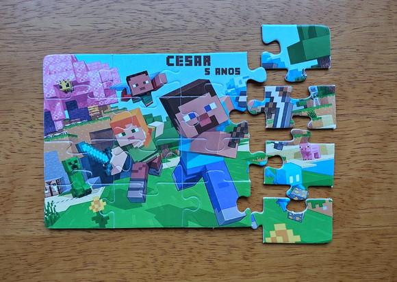 Lembrancinha Personalizada Quebra Cabeça Minecraft