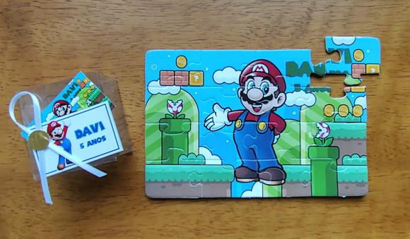 Lembrancinha Personalizada Quebra Cabeça Super Mario.