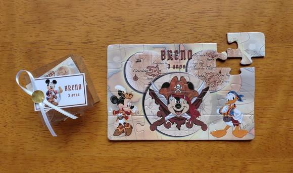 Lembrancinha Personalizada Quebra Cabeça Turma do Mickey Pirata