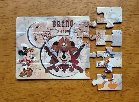 Lembrancinha Personalizada Quebra Cabeça Turma do Mickey Pirata
