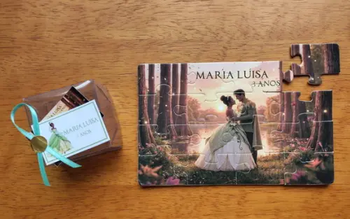 Lembrancinha Personalizada Quebra Cabeça a Princesa e o Sapo