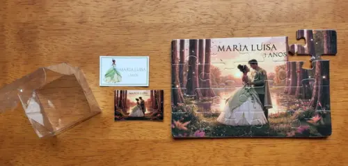 Lembrancinha Personalizada Quebra Cabeça a Princesa e o Sapo