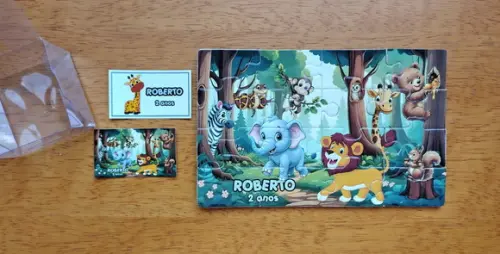 Lembrancinha Personalizada Quebra Cabeça Animais da Floresta