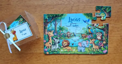 Lembrancinha Personalizada Quebra Cabeça Animais da Floresta