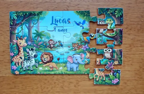 Lembrancinha Personalizada Quebra Cabeça Animais da Floresta