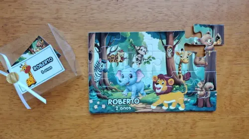 Lembrancinha Personalizada Quebra Cabeça Animais da Floresta