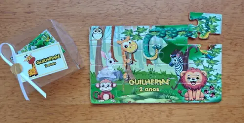 Lembrancinha Personalizada Quebra Cabeça Animais da Floresta