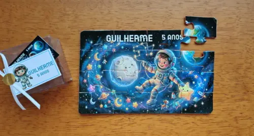 Lembrancinha Personalizada Quebra Cabeça Astronauta