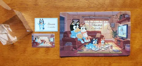 Lembrancinha Personalizada Quebra Cabeça Bluey e Bingo