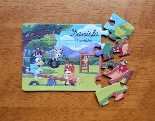 Lembrancinha Personalizada Quebra Cabeça Bluey e Bingo