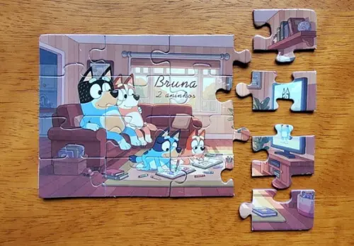 Lembrancinha Personalizada Quebra Cabeça Bluey e Bingo