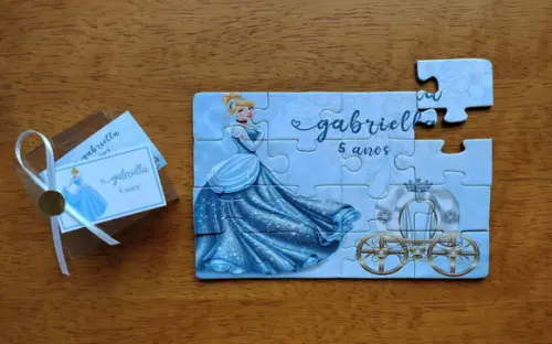 Lembrancinha Personalizada Quebra Cabeça Cinderela