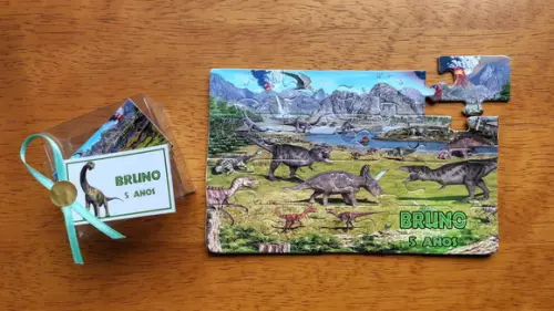 Lembrancinha Personalizada Quebra Cabeça Dinossauros