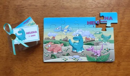 Lembrancinha Personalizada Quebra Cabeça Dinossauros Baby