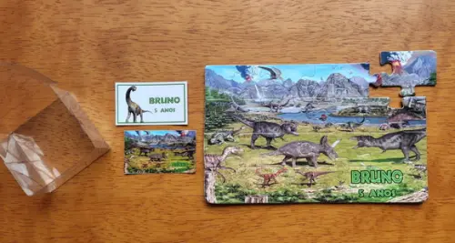 Lembrancinha Personalizada Quebra Cabeça Dinossauros