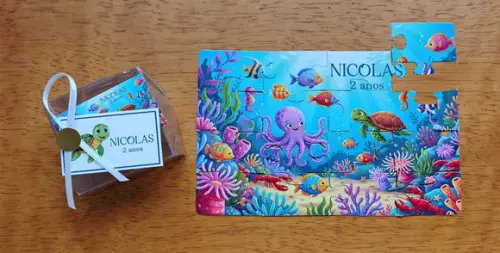 Lembrancinha Personalizada Quebra Cabeça Fundo do Mar