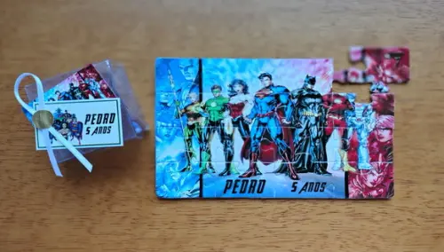 Lembrancinha Personalizada Quebra Cabeça Liga da Justiça