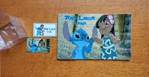 Lembrancinha Personalizada Quebra Cabeça Lilo e Stitch