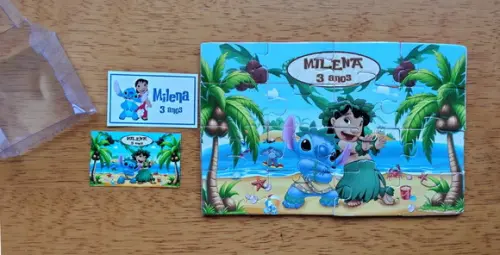 Lembrancinha Personalizada Quebra Cabeça Lilo e Stitch