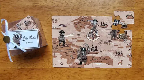 Lembrancinha Personalizada Quebra Cabeça Mapa do Tesouro Piratas