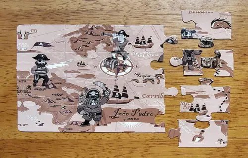 Lembrancinha Personalizada Quebra Cabeça Mapa do Tesouro Piratas