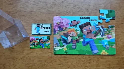 Lembrancinha Personalizada Quebra Cabeça Minecraft