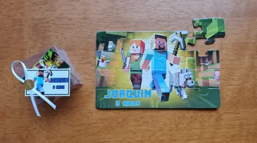 Lembrancinha Personalizada Quebra Cabeça Minecraft