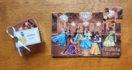 Lembrancinha Personalizada Quebra Cabeça Princesas Disney