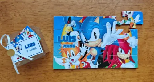 Lembrancinha Personalizada Quebra Cabeça Sonic