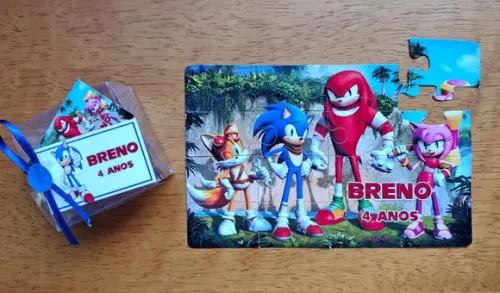 Lembrancinha Personalizada Quebra Cabeça Sonic