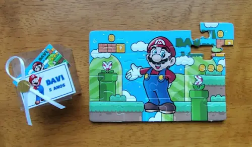 Lembrancinha Personalizada Quebra Cabeça Super Mario.