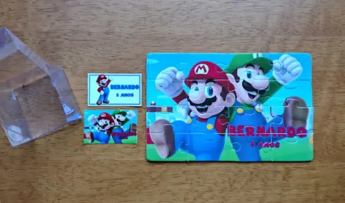 Lembrancinha Personalizada Quebra Cabeça Super Mario.
