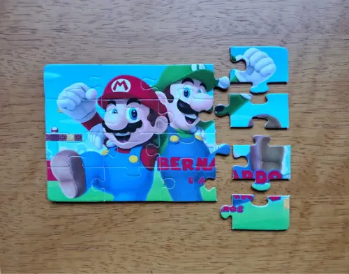 Lembrancinha Personalizada Quebra Cabeça Super Mario.