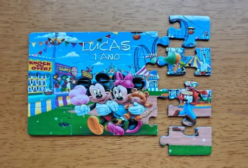Lembrancinha Personalizada Quebra Cabeça Turma do Mickey