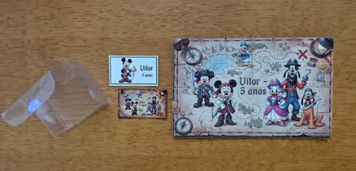 Lembrancinha Personalizada Quebra Cabeça Turma do Mickey Pirata