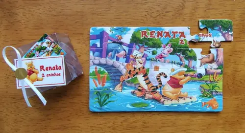 Lembrancinha Personalizada Quebra Cabeça Ursinho Pooh