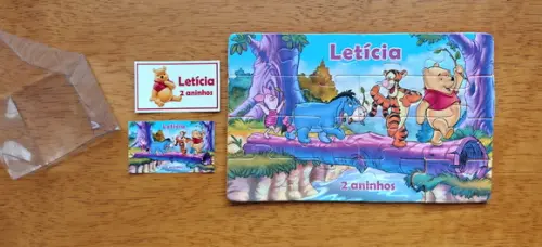 Lembrancinha Personalizada Quebra Cabeça Ursinho Pooh