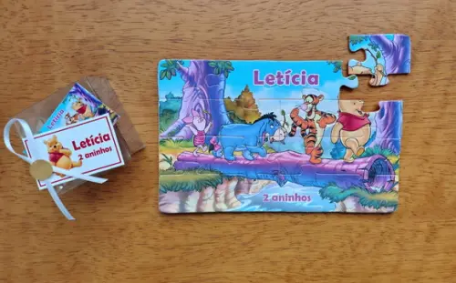 Lembrancinha Personalizada Quebra Cabeça Ursinho Pooh