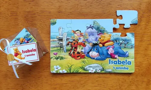 Lembrancinha Personalizada Quebra Cabeça Ursinho Pooh